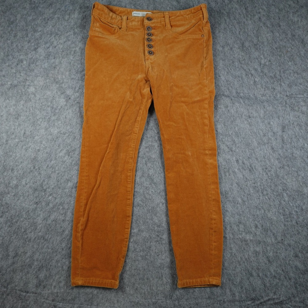 Anthropologie Pilcro Pants Womens 29 Gold High Rise Skinny Corduroy Button Fly